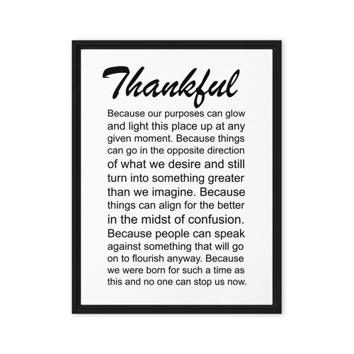 Thankful Series. Framed Canvas